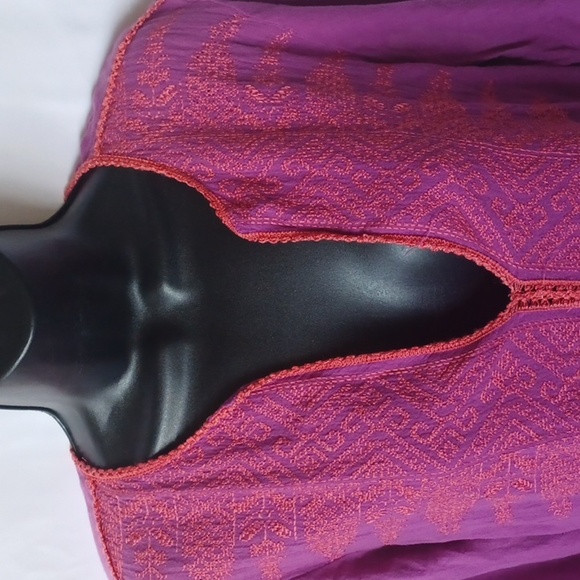 Moda International Purple and Pink Embroidered Cotton Tunic - Picture 2 of 6